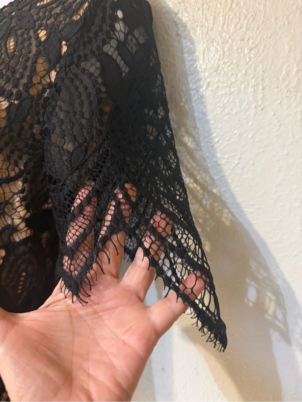 Express Black Crochet Floral Eyelash Lace Overlay Victorian Crop Top Blouse Sz S
